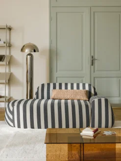 Divano a righe Wolke (2 posti) con terminale chaise longue