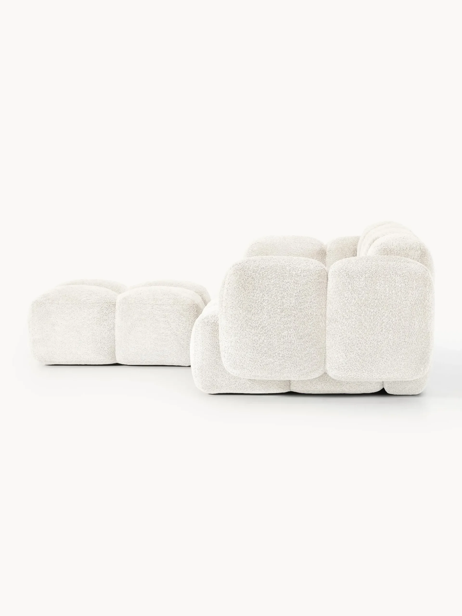 Divano componibile 3 posti in teddy-bouclé con poggiapiedi (sinistra/destra) Tayla