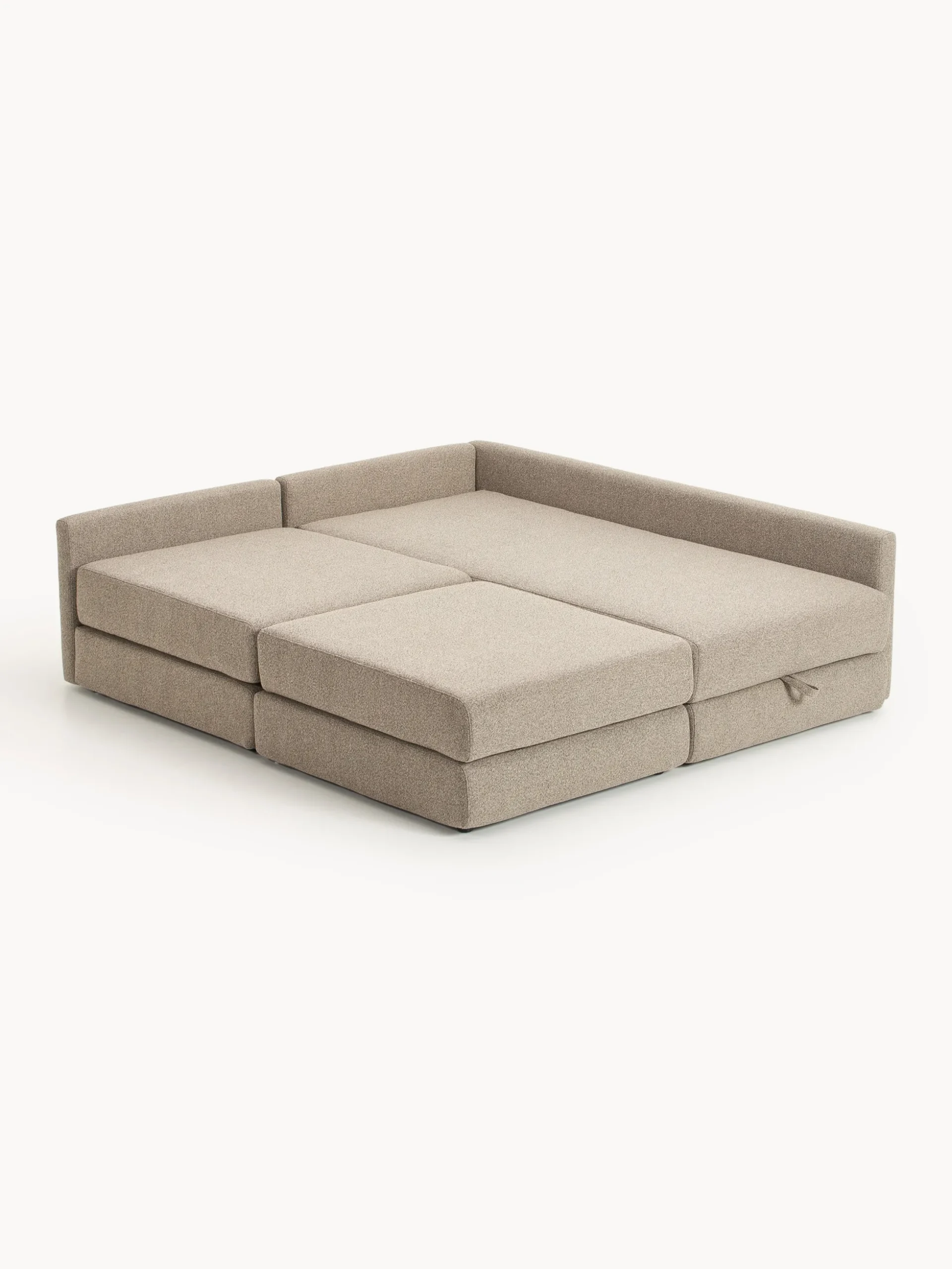 Divano letto angolare in bouclé con contenitore Ladina