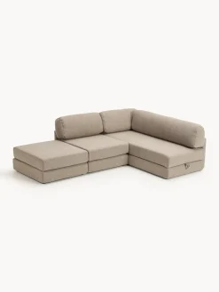 Divano letto angolare in bouclé con contenitore Ladina
