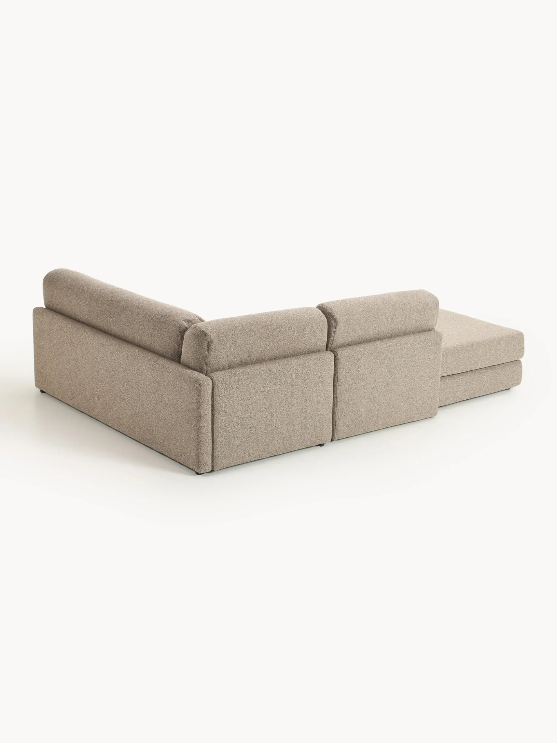 Divano letto angolare in bouclé con contenitore Ladina