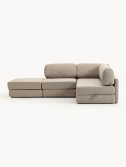 Divano letto angolare in bouclé con contenitore Ladina
