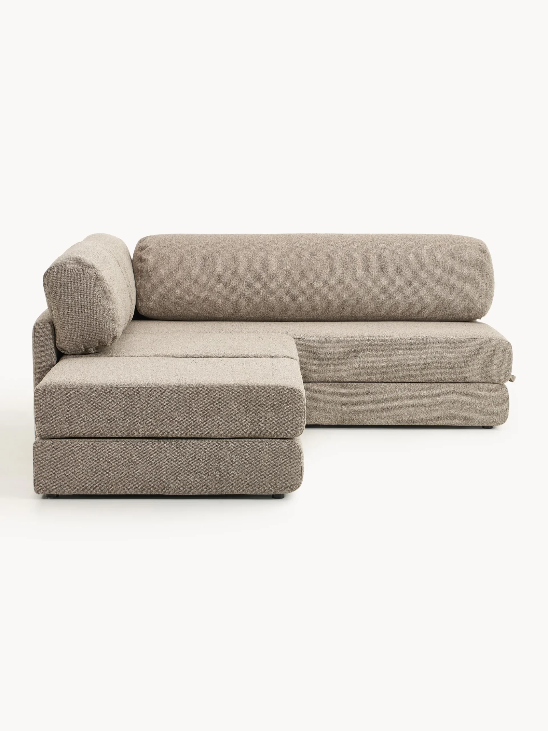 Divano letto angolare in bouclé con contenitore Ladina