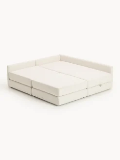 Divano letto angolare in bouclé con contenitore Ladina