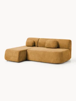 Divano letto angolare in teddy-bouclé con contenitore Pao