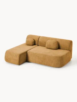 Divano letto angolare in teddy-bouclé con contenitore Pao