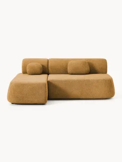 Divano letto angolare in teddy-bouclé con contenitore Pao