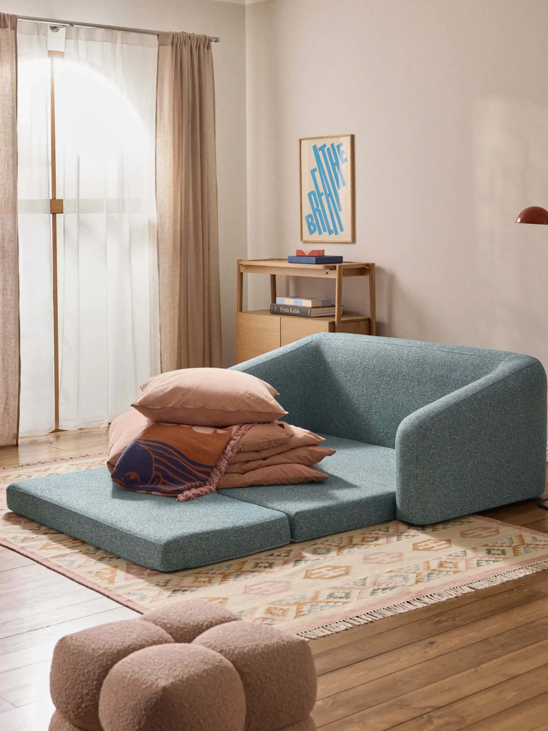 Divano letto 2 posti in bouclé Eliot