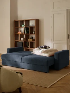 Divano letto 3 posti in velluto con contenitore Tasha