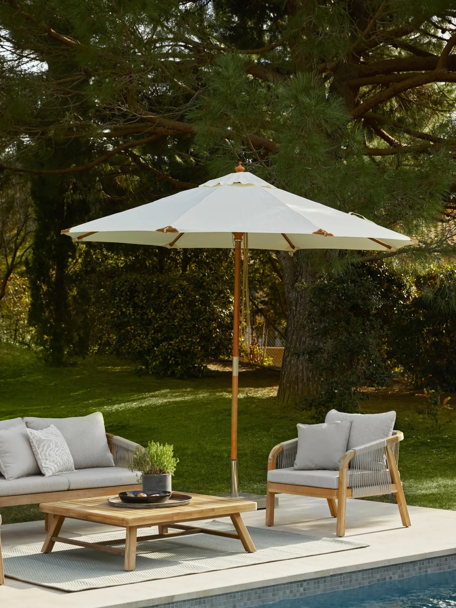 Divano lounge da giardino 2 posti in legno di acacia Lu
