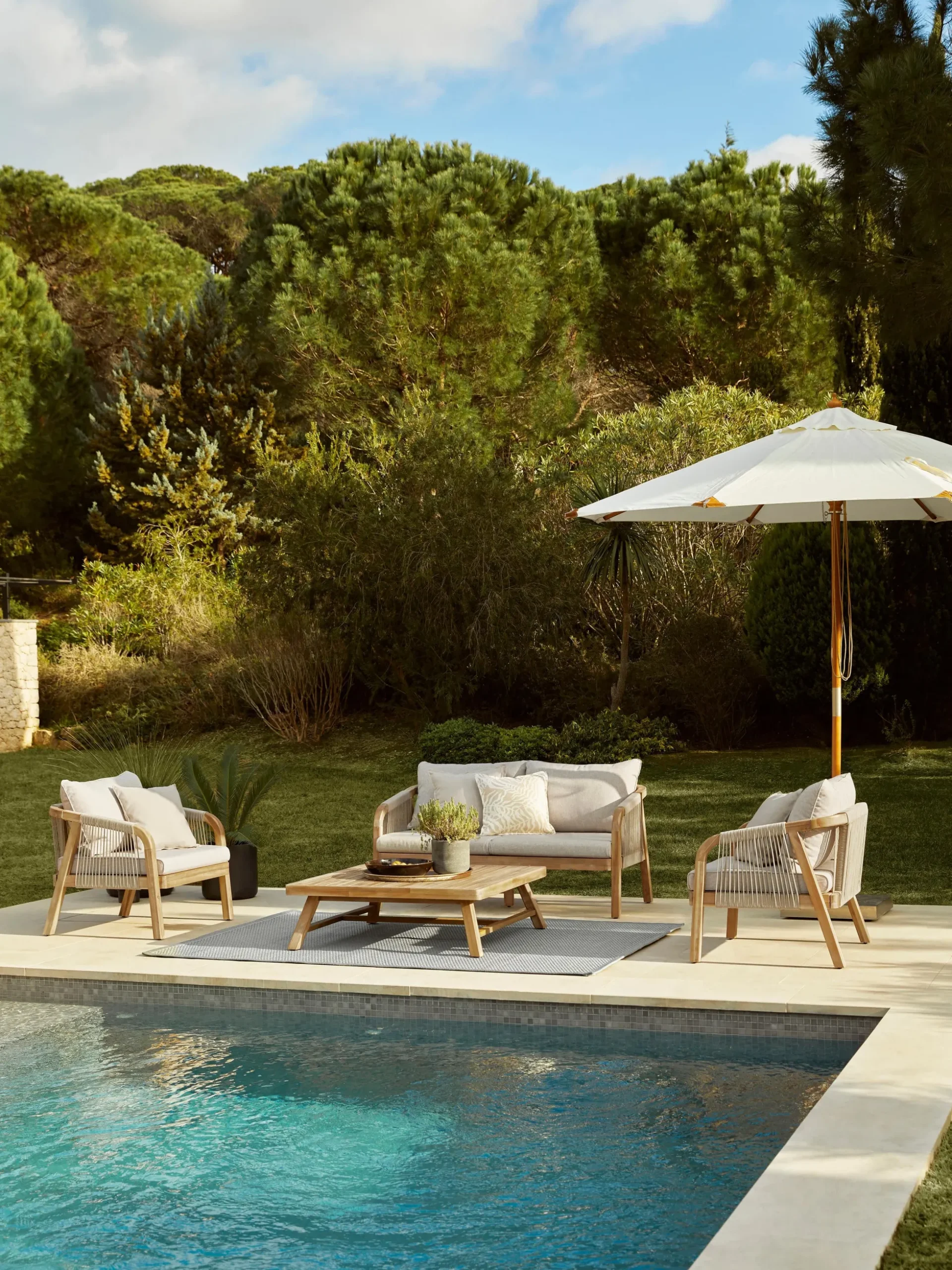 Divano lounge da giardino 2 posti in legno di acacia Lu