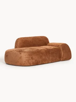 Divano 2 posti con chaise longue in teddy bouclé Wolke