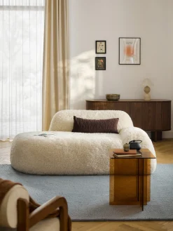 Divano 2 posti con chaise longue in teddy Wolke