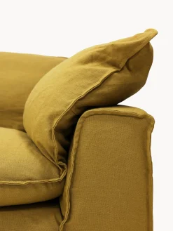 Divano 4 posti in lino color ocra bruciata Nomad, 305 cm