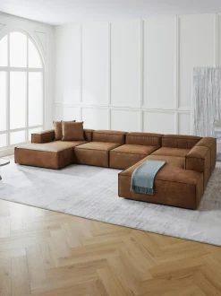 Divano XL componibile in pelle Lennon