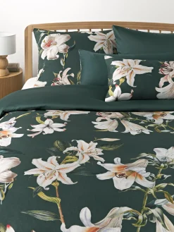 Federa in raso di cotone con stampa floreale Flori