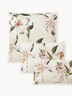 Federa in raso di cotone con stampa floreale Flori