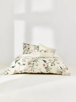Federa in raso di cotone con stampa floreale Flori