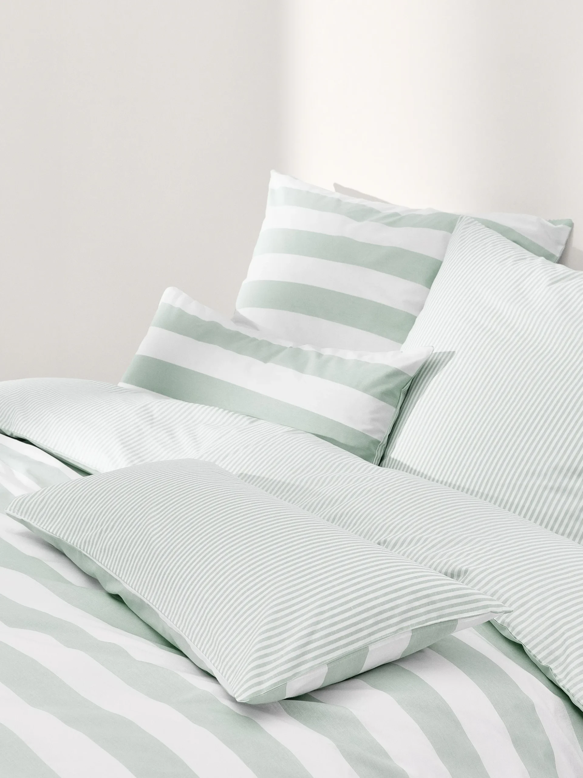 Federa reversibile in cotone a righe Lorena