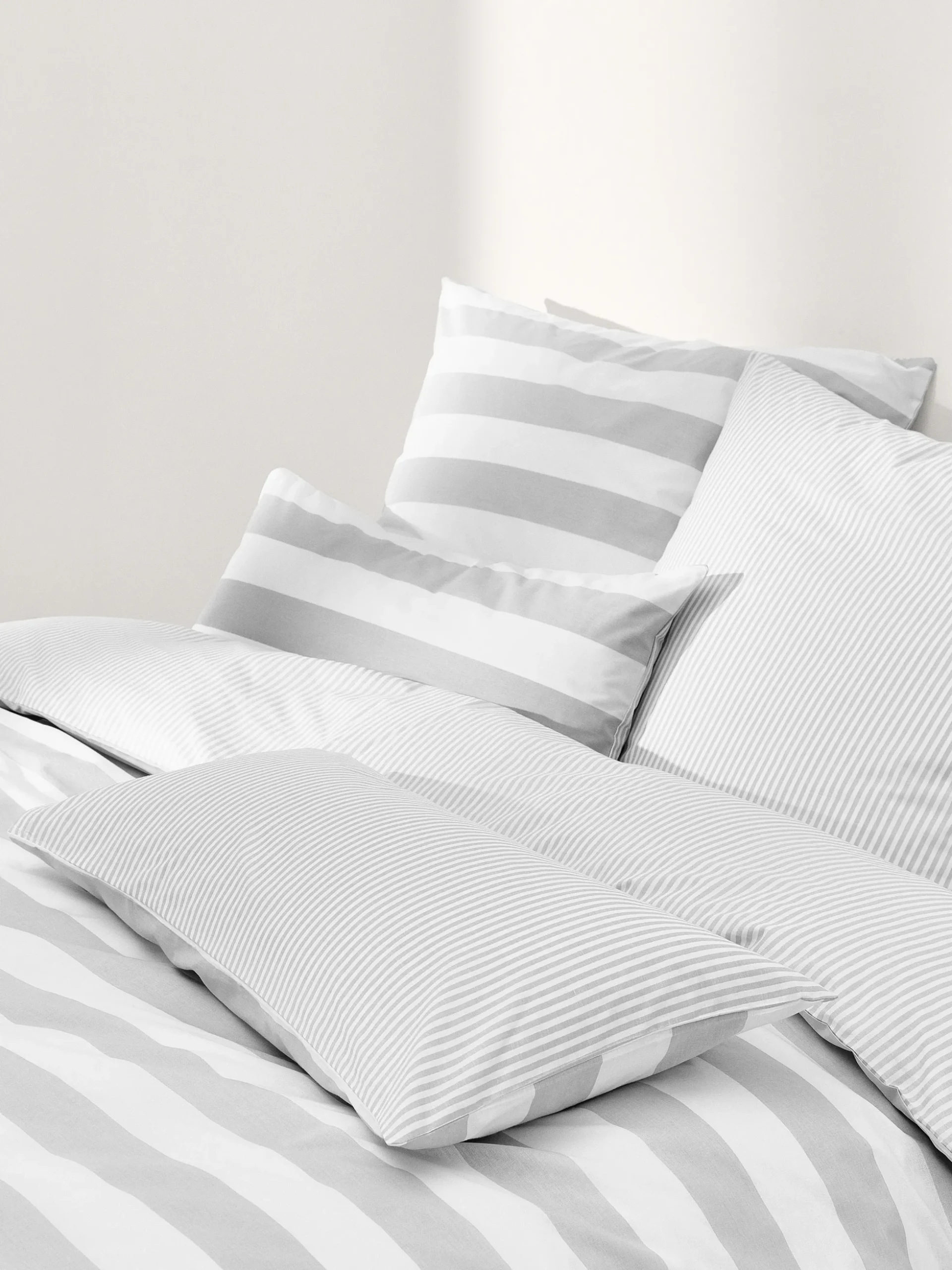 Federa reversibile in cotone a righe Lorena