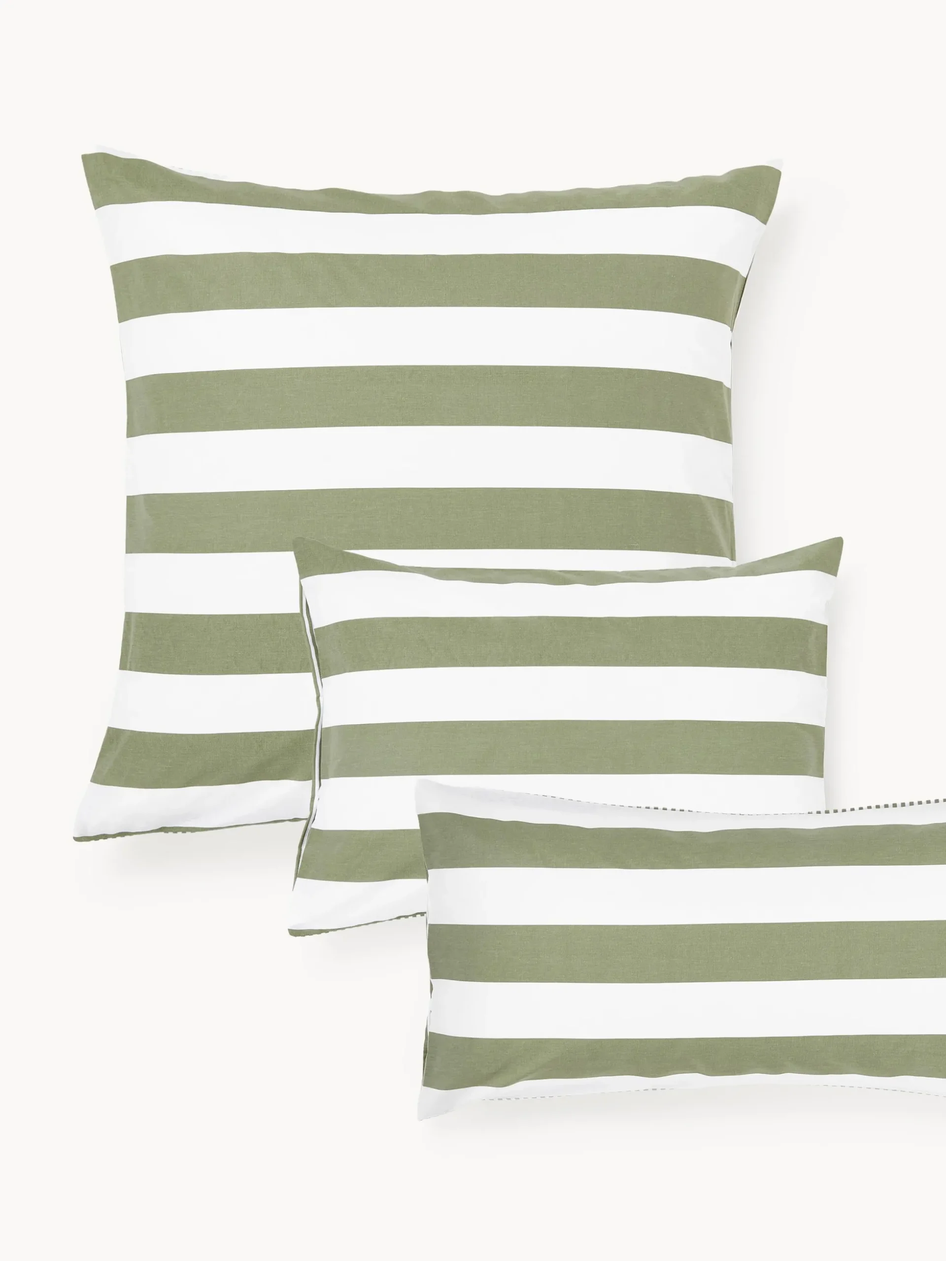 Federa reversibile in cotone a righe Lorena