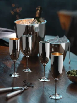 Flûte da champagne placcata in argento fatto a mano Dante