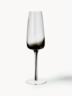 Flute champagne in vetro soffiato con sfumatura Smoke 4 pz