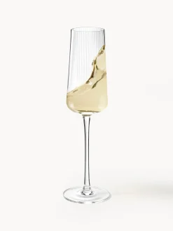 Flute per champagne fatti a mano con struttura millerighe Cami, set da 4
