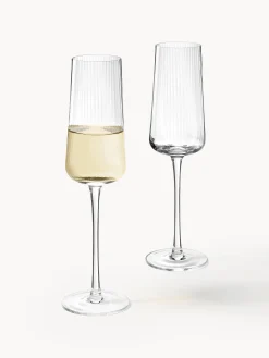Flute per champagne fatti a mano con struttura millerighe Cami, set da 4