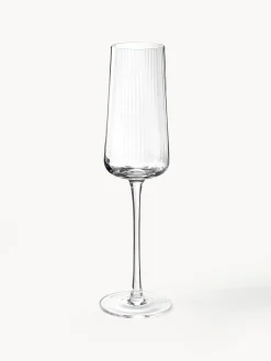Flute per champagne fatti a mano con struttura millerighe Cami, set da 4