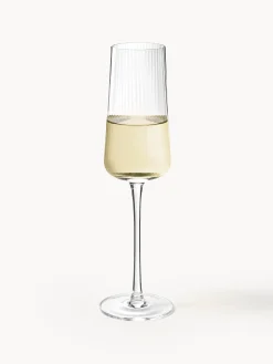 Flute per champagne fatti a mano con struttura millerighe Cami, set da 4