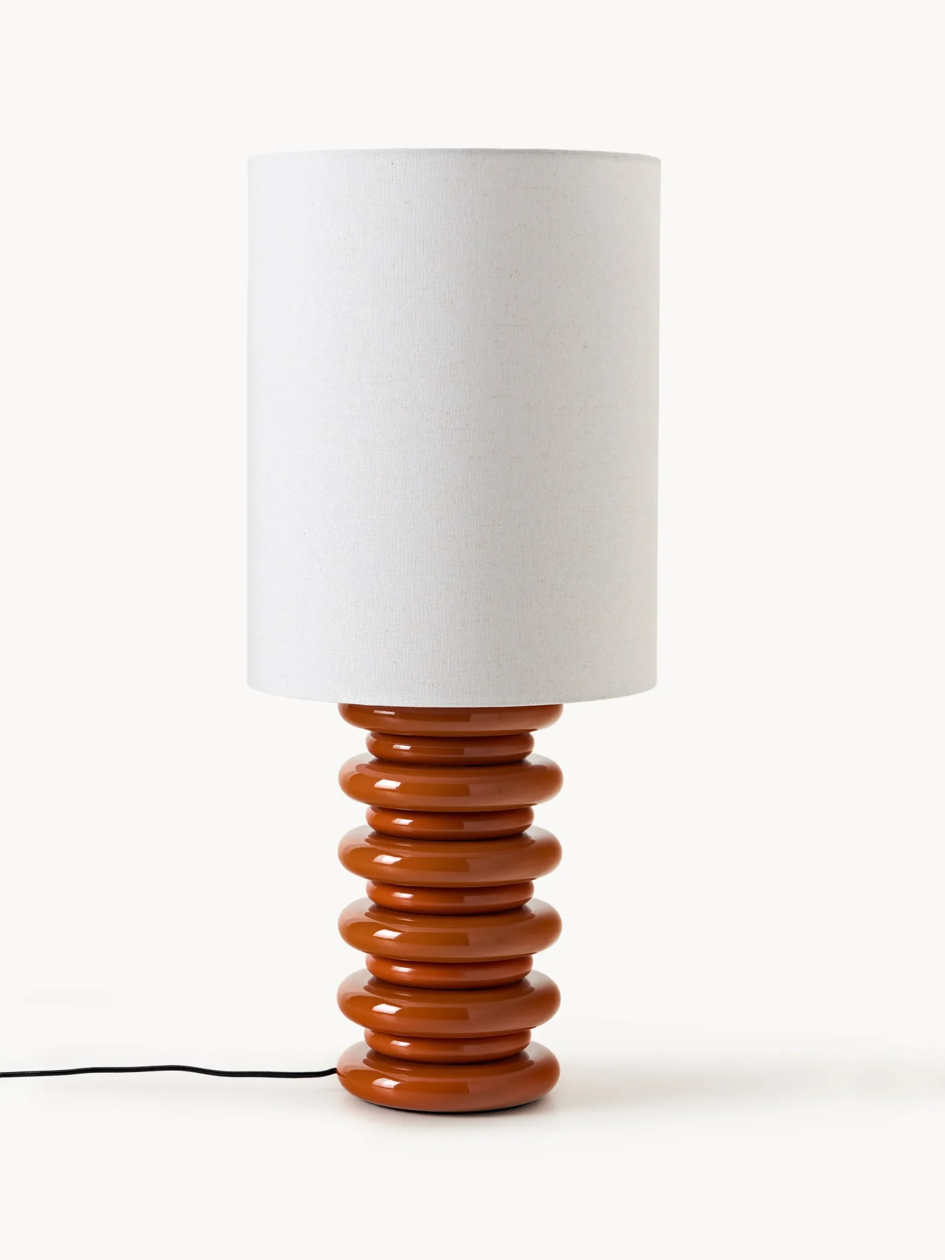 Grande lampada da tavolo con base in legno Nicolas