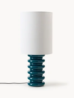 Grande lampada da tavolo con base in legno Nicolas
