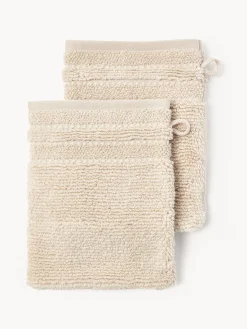 Guanti da bagno con bordo rigato Luxe 2 pz