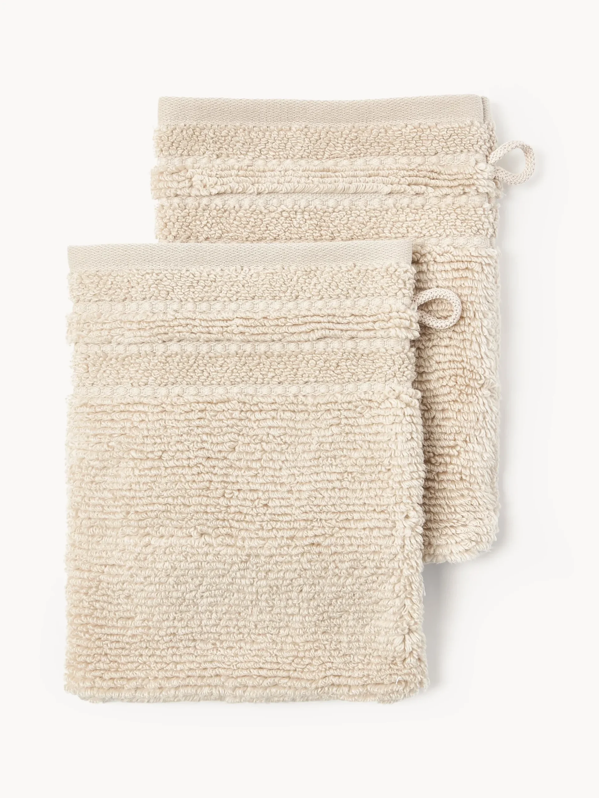 Guanti da bagno con bordo rigato Luxe 2 pz