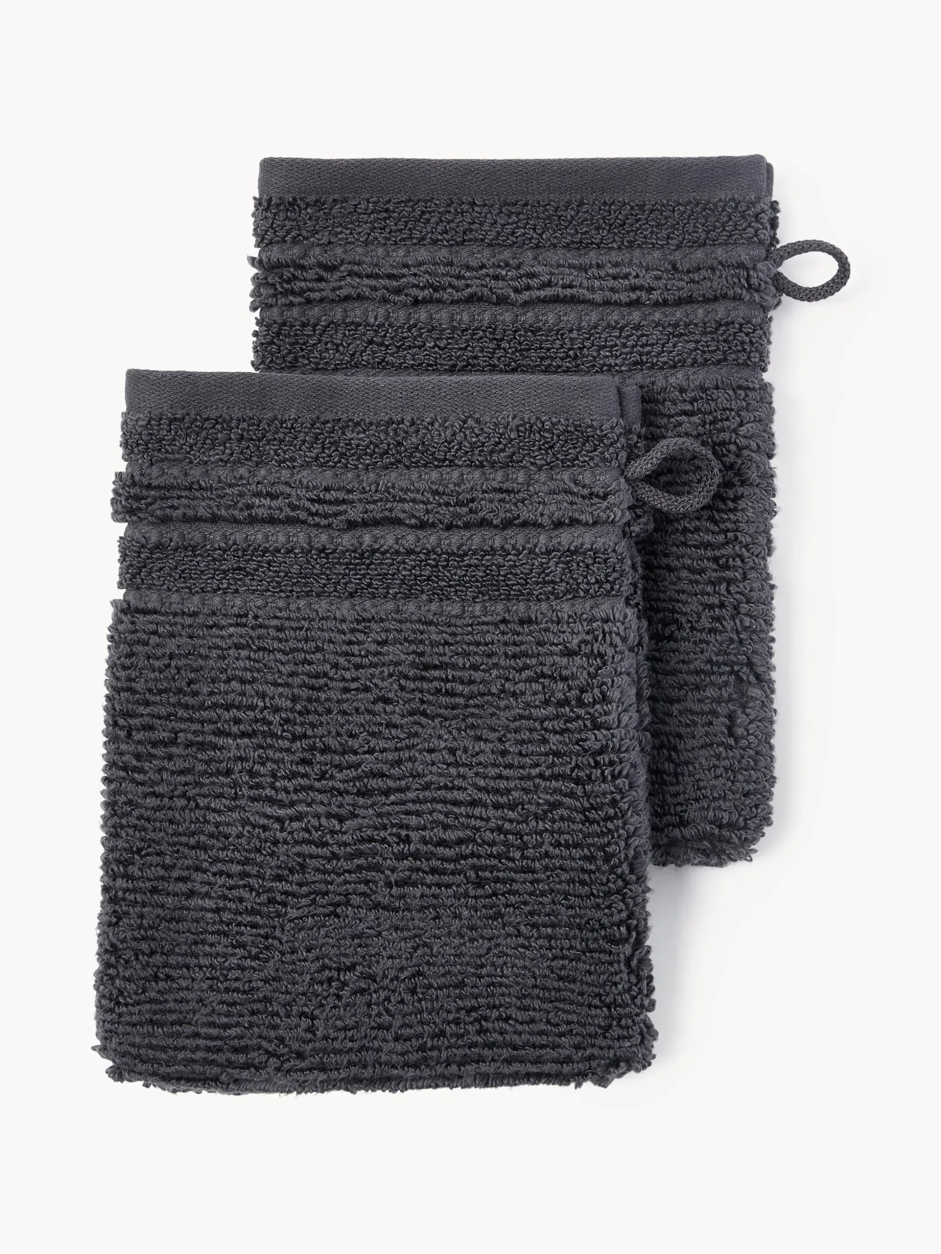 Guanti da bagno con bordo rigato Luxe 2 pz
