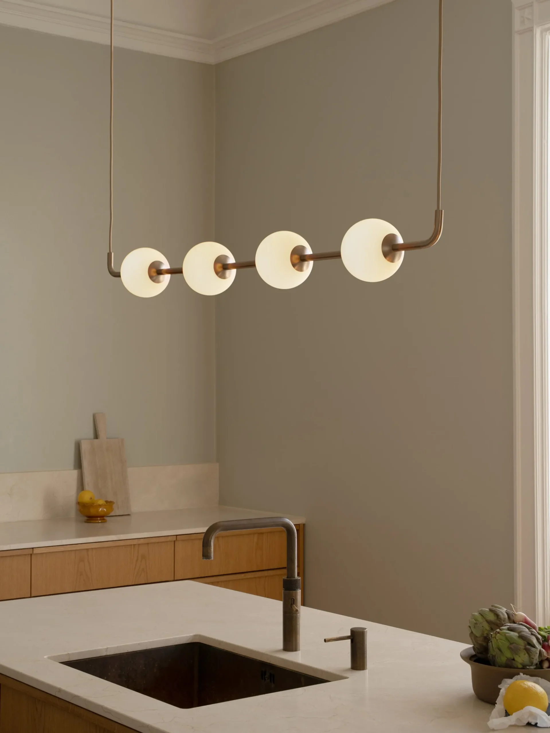 Lampada a sospensione a LED in vetro soffiato Audrey Linear