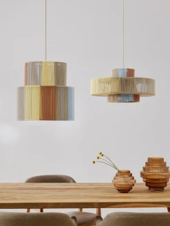 Lampada a sospensione grande in fili di lino Lace