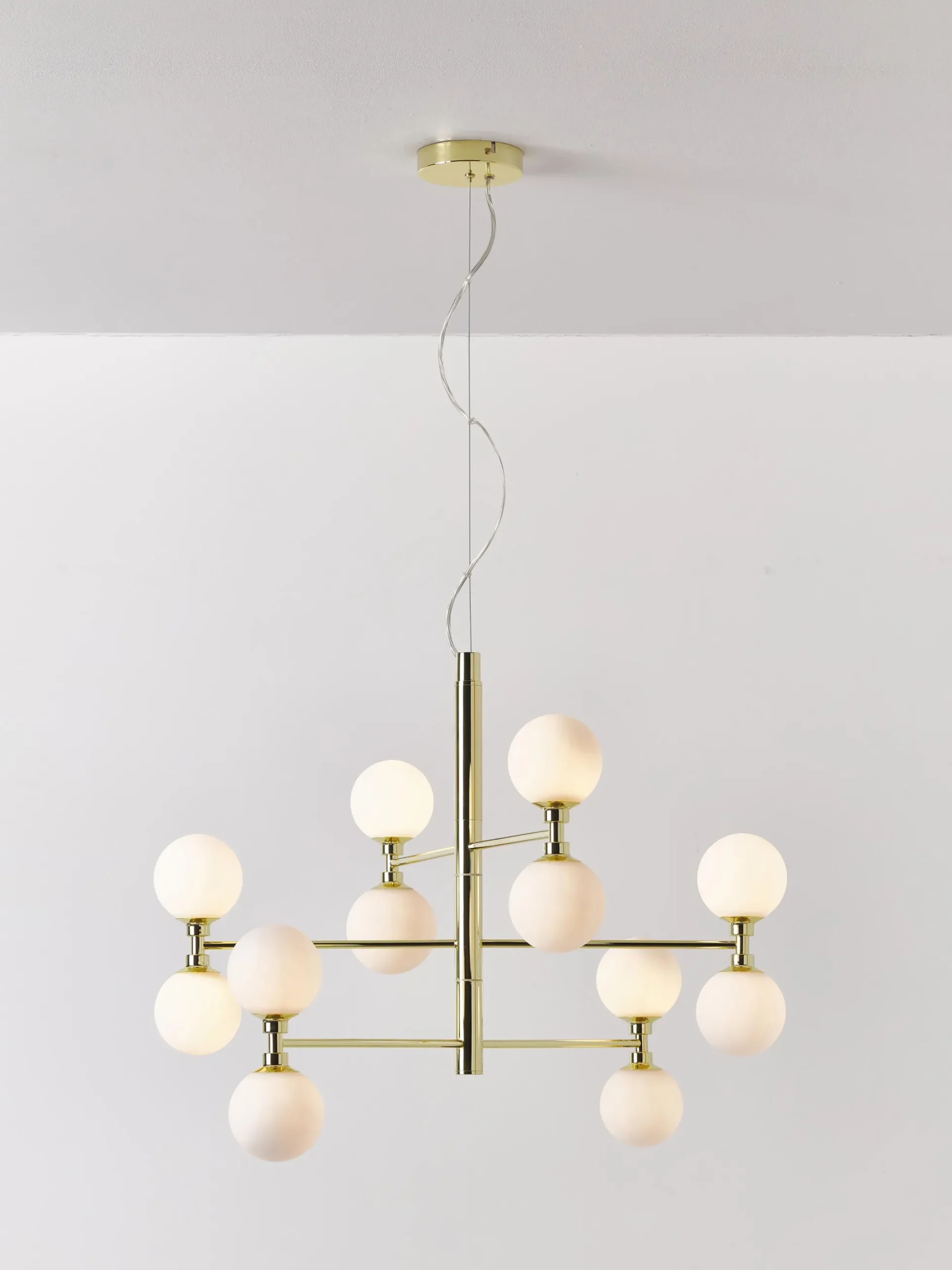 Lampada a sospensione grande con sfere in vetro opale Grover