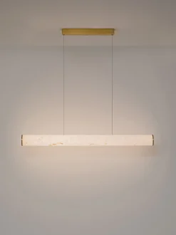 Lampada a sospensione grande a LED in alabastro Nolia, luce regolabile