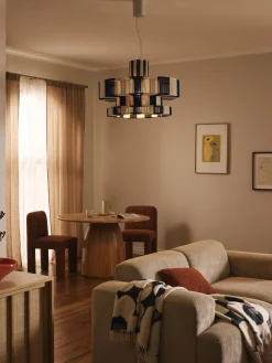 Lampada a sospensione grande in lino Lace
