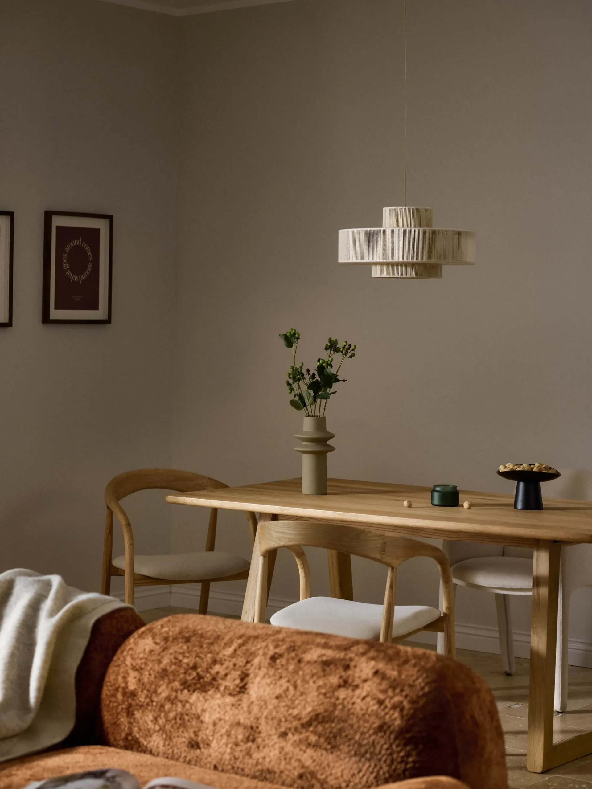 Lampada a sospensione grande in lino Lace