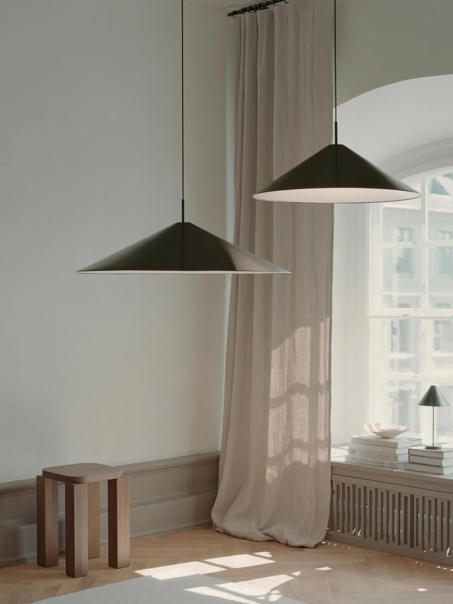 Lampada a sospensione grande portatile Brolly, Ø 70 cm