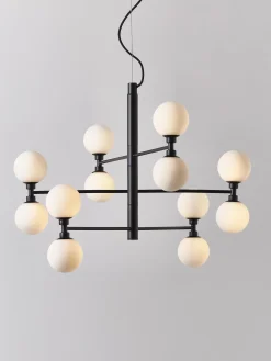 Lampada a sospensione grande con sfere in vetro opale Grover