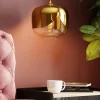 Lampada a sospensione in vetro piccola Golden Goblet