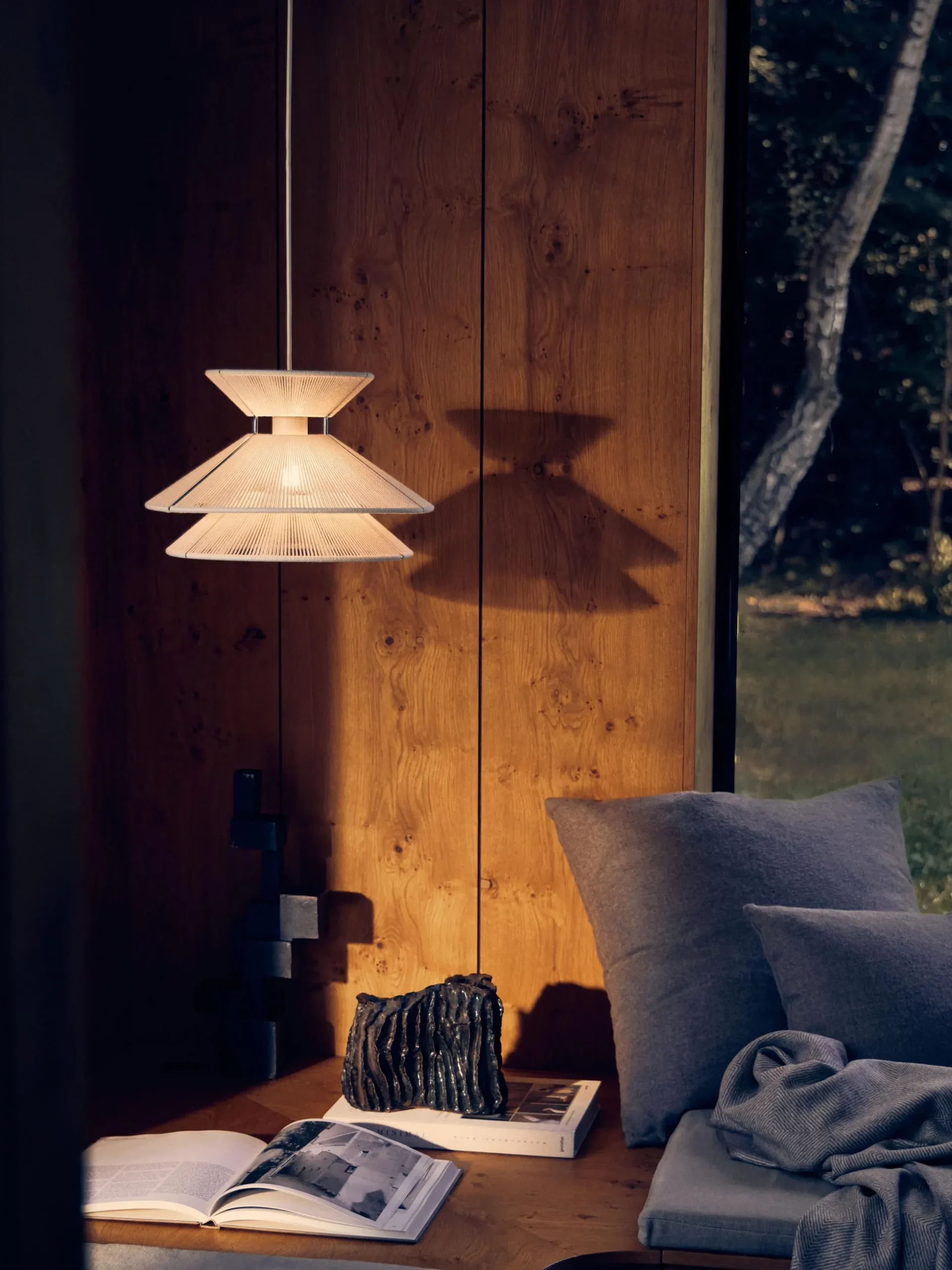 Lampada a sospensione in lino Kiku