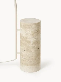 Lampada ad arco con base in travertino Cora