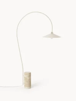 Lampada ad arco con base in travertino Cora