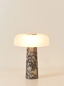 Lampada da tavolo con base in marmo Calcatta viola Carla