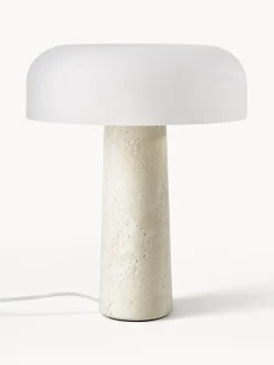 Lampada da tavolo con base in travertino Carla